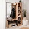 Industrial Style Garderobe mit Sitzbank Kleiderständer Garderobenschrank Spiegel Flurgarderobe Garderobenpaneel Flurmöbel Holz Eiche Anthrazit 2 Kleiderhaken Bild 5