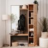 Industrial Style Garderobe mit Sitzbank Kleiderständer Garderobenschrank Spiegel Flurgarderobe Garderobenpaneel Flurmöbel Holz Eiche Anthrazit 2 Kleiderhaken Bild 2