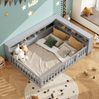 Daybett mit Lattenrost, USB-Anschluss & Staufach, 140x190 cm, Grau, ohne Matratze Bild 4