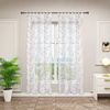 Woltu Gardine, (2 St), halbtransparent, Blumen Stickerei mit Schlaufen Leinen Optik Bild 4