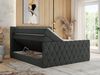 Boxspringbett, Doppelbett mit Fußteil, Multipocket-Matratzen und Topper, gestepptes Kopfteil und Front - MIREN KING DUO - 120 x 200 cm - Dunkelgrau Stoff - H3 Bild 3