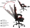 Delman Gaming-Stuhl, Bürostuhl, Schreibtischstuhl, ergonomischer Gaming-Sessel mit Fußstütze, Massage-Lendenkissen, verstellbarer Rückenlehne, Rot Bild 2