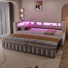 REDOM Schlafsofa mit LED-Beleuchtung, USB & Stauraum, Ausziehbares Polsterbett 90x200/180x190 cm, ohne Matratze Bild 5