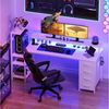 YOUDENOVA Gamingtisch mit LED-Beleuchtung & Steckdose, Computertisch, Schreibtisch (1-St), mit Schubladen & Carbon Fiber, 150x48x114cm Bild 3
