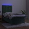 vidaXL Boxspringbett mit Matratze & LED Dunkelgrün 90x200 cm Samt 3136344 Bild 4