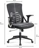 FineBuy Bürostuhl Mesh-Bezug Schreibtischstuhl bis 120 kg, Drehstuhl höhenverstellbar mit Lendenwirbelstütze, Stoff-Schreibtischsessel ergonomisch mit Armlehnen & Wippfunktion Bild 3