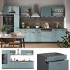 Küchenzeile R-Line Blau-Grau/Anthrazit 350 cm mit Hochschrank, AP Anthrazit Vicco Bild 2