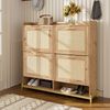 Schuhschrank aus MDF mit Metallgestell & oberer Ablage, 108,5x24x100 cm, Holzfarbe Bild 3