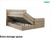 MEBLINI King Boxspringbett GOLDIE 160x200 cm mit Bettkasten und LED – H3/Beige Samt Polsterbett - Gepolstert Doppelbett mit Matratze und Topper - Polsterbett mit Stauraum - Bett mit Kopfteil – Stauraumbett Bild 2