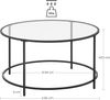 Vasagle Couchtisch, Beistelltisch rund, Glastisch mit Metallgestell, Hartglas, Nachttisch, Sofatisch, für Balkon, schwarz, Ø 84x45,5 cm Bild 5