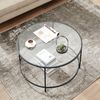Vasagle Couchtisch, Beistelltisch rund, Glastisch mit Metallgestell, Hartglas, Nachttisch, Sofatisch, für Balkon, schwarz, Ø 84x45,5 cm Bild 3