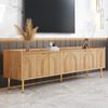 Merax 170cm TV-Schrank, Lowboard mit strukturierter Tür, TV-Möbel, goldenen Griffen und goldenen Füßen, Natur Bild 5