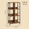 VASAGLE Regal mit 3 Ebenen, 6 Fächern, Bücherregal, Standregal, braun-schwarz Bild 5