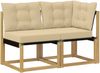 vidaXL Outdoor Mittel- und Ecksofa mit Kissen 2 Stück Weiß 901620 Bild 2