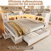 Odikalo Schlafsofa 90x200 140x200 90x190 Schlafcouch mit LED und Stauraum, Funktionsbett mit LED-Beleuchtung Einzelbett aus Holzwerkstoff mit USB & Typ-C Ladestation Stauraum Regalen und Schubladen Jugendbett inkl. Lattenrost (ohne Matratze) Bild 3