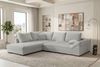 Couch Mykonos L Form in Samtstoff - Cordstoff - hellgrau - Links Bild 2