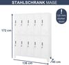 Umkleideschrank Spind BARTEK - 10 Abteile, Etikettenhalter Lüftungsschlitze | Umkleidespind Schließfachschrank Garderobenspind, 172x136x45cm Weiß Bild 2
