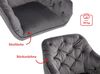 Esszimmerstuhl 8er Set drehbar Samt mit Metallgestell in Grau Drehstuhl Polsterstuhl im modernen Chesterfield Design mit Armlehnen, 55 x 80 x 50 cm Bild 3