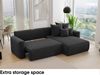 MEBLINI Schlafcouch mit Bettkasten - 260x160x78cm - Schwarz Cordstoff - BALI - Kleines Ecksofa mit Schlaffunktion - Sofa mit Relaxfunktion und Kissen - Kleine Couch L-Form - Eckcouch Bild 4