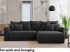 MEBLINI Schlafcouch mit Bettkasten - 260x160x78cm - Schwarz Cordstoff - BALI - Kleines Ecksofa mit Schlaffunktion - Sofa mit Relaxfunktion und Kissen - Kleine Couch L-Form - Eckcouch Bild 3