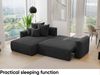 MEBLINI Schlafcouch mit Bettkasten - 260x160x78cm - Schwarz Cordstoff - BALI - Kleines Ecksofa mit Schlaffunktion - Sofa mit Relaxfunktion und Kissen - Kleine Couch L-Form - Eckcouch Bild 5
