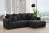 MEBLINI Schlafcouch mit Bettkasten - 260x160x78cm - Schwarz Cordstoff - BALI - Kleines Ecksofa mit Schlaffunktion - Sofa mit Relaxfunktion und Kissen - Kleine Couch L-Form - Eckcouch Bild 2