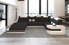 Stoff Wohnlandschaft Wave U-Form mit LED - Strukturstoff - Schwarz-Weiß - Rechts Bild 4