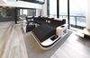 Stoff Wohnlandschaft Wave U-Form mit LED - Strukturstoff - Schwarz-Weiß - Rechts Bild 3