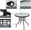 Bistrotisch aus Metall mit Schirmloch & Verdickter Glasplatte Gartentisch Glastisch Schwarz Bild 4