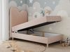 Kinderbett FLOW, Boxspringbett für Kinder, mit hohem Kopfteil, Einzelbett mit Matratze - 90x180 - Hellrosa Velours - Topper Visco Bild 2