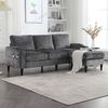 LVHOM Loungesofa mit Hocker & Stauraum, 4-Sitzer, Armlehnen, Getränkehalter, Seitentaschen, weiche Chenille-Stoff, modulare Sofa, Grau Bild 5