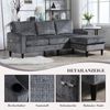 LVHOM Loungesofa mit Hocker & Stauraum, 4-Sitzer, Armlehnen, Getränkehalter, Seitentaschen, weiche Chenille-Stoff, modulare Sofa, Grau Bild 4