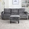 LVHOM Loungesofa mit Hocker & Stauraum, 4-Sitzer, Armlehnen, Getränkehalter, Seitentaschen, weiche Chenille-Stoff, modulare Sofa, Grau Bild 2