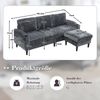 LVHOM Loungesofa mit Hocker & Stauraum, 4-Sitzer, Armlehnen, Getränkehalter, Seitentaschen, weiche Chenille-Stoff, modulare Sofa, Grau Bild 3