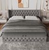 Polsterbett 140x200 cm in Grau mit Bettkasten, Chesterfield-Stil und Samtbezug Bild 3