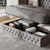 Polsterbett 140x200 cm in Grau mit Bettkasten, Chesterfield-Stil und Samtbezug Bild 2
