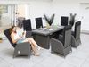 KONIFERA Garten-Essgruppe Brisbane, (Set, 13-tlg, 6 Sessel, Rückenlehne verstellbar, inkl. Auflagen, Tisch 92x192x74 cm), Aluminium/Polyrattan, Tischplatte aus Stone-Spray-Glas in Steinoptik Bild 2