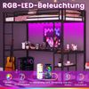 Hochbett mit Schreibtisch &LED-Beleuchtung &Ladestation &Stauraum Etagenbett Hochbettrahmen Rustikalbraun Bild 3