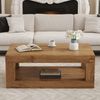 Couchtisch im industriellen Design mit Doppelschicht-Ablage aus MDF, in Walnuss oder Naturholz,45.5x93x53 cm Bild 3