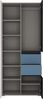 Kleiderschrank Jugendzimmer LIIVA-129 in grau mit schwarz, weiß, blau, B/H/T: ca. 83,7/197/54 cm Bild 2