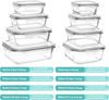 Refined Living Frischhaltedose 8er Glas Frischhaltedosen mit Deckel,Meal Prep Boxen,Lunchbox,BPA-frei, Borosilikatglas + BPA-freie Kunststoffdeckel mit Silikonring, (Borosilikatglas + BPA-freie Kunststoffdeckel mit Silikonring, (8 Größen im Set, Grau, ... Bild 2