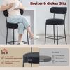 Barhocker 2er-Set mit Ø 46 cm Sitzfläche – gepolstert, mit Fußstütze und Stahlbeinen, Schwarz Bild 2