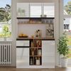 Sideboard Hochglanz weiß mit Arbeitsplatte, 105cm×45cm×78cm,Buffetschrank, Küchenregal mit Schubladen, Aluminiumgriffen & Kippsicherung Bild 4
