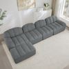 4-Sitzer Sofa 366x165x79 cm aus granuliertem Fleece rahmenlos modular mit Ottomane, grau Bild 3