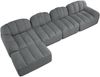 4-Sitzer Sofa 366x165x79 cm aus granuliertem Fleece rahmenlos modular mit Ottomane, grau Bild 5