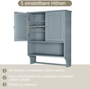 Badezimmer-Wandschrank aus MDF mit Handtuchhalter & verstellbaren Fächern, 56,8x19x70 cm, Hellgrau Bild 4