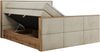 Doppelbett, Boxspringbett mit zwei Multipocket-Matratzen und ein Topper, Bettkästen, Eiche Wotan Holzrahmen, genähtes Kopfteil und Front - ALBERO 2 KING DUO - 160 x 200 cm - Beige Velours - H3 Bild 5