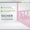 Juskys Kinderbett Marli 90 x 200 cm mit Rausfallschutz, Lattenrost und Dach - Massivholz Hausbett für Kinder - Bett in Rosa Bild 5