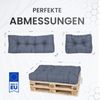 TexDeko® Garden Rückenkissen 120 x 40 x 20/10cm wasserabweisend UV - beständig gesteppt Premium Kissen für Europaletten In- & Outdoor Palettenpolster (Grau) Bild 3