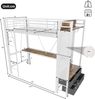 Hochbett 90x200 cm, Metallrahmen & MDF, integrierter Schreibtisch, 4 Schubladen, LED & USB‑C, Weiß Bild 4